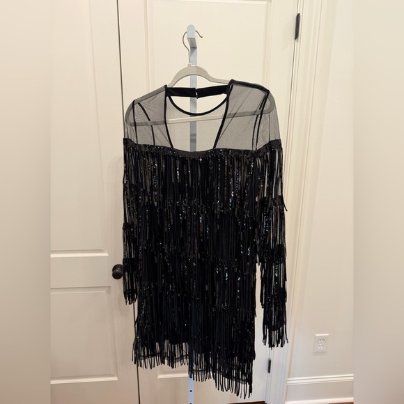 REISS‎ Josephine Sequin Fringe Dress In Black - Picture 3 of 6
